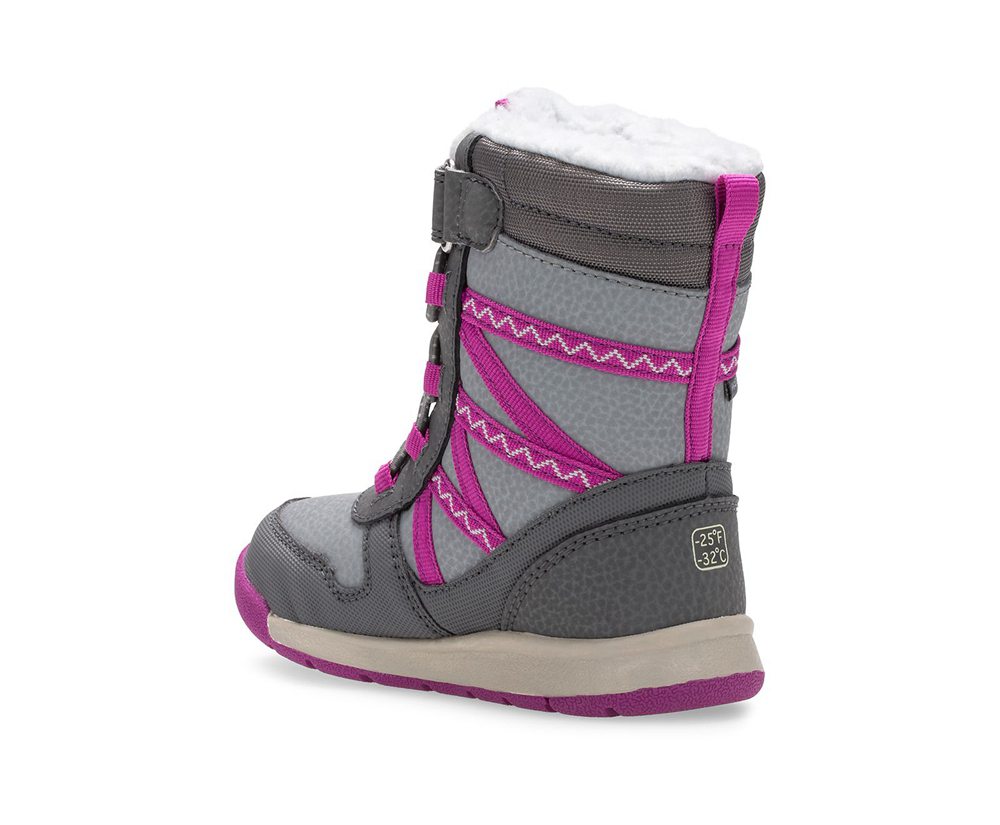Merrell Støvler Børn - Snow Crush 2.0 Waterproof Jr. - Grå/Pink - NDU547802